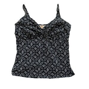 Lands' End Women's Built-In Bra Underwire‎ Black & White Swim Tank Top Size: 16